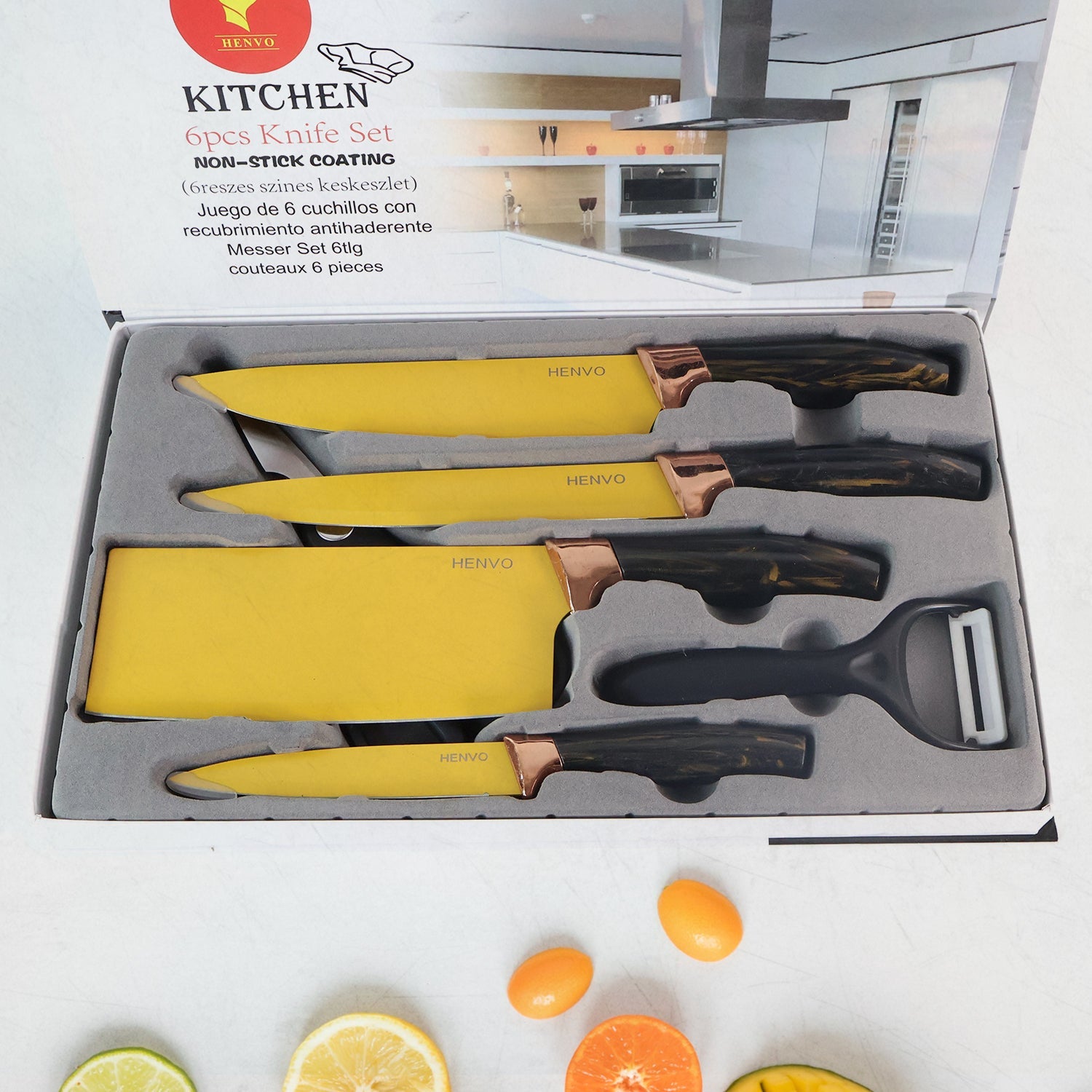 6 Pcs Professional Kitchen Knife Set with Chef Knives, Cleaver, Peeler & Scissors 6 Pcs Professional Kitchen Knife Set with Chef Knives, Cleaver, Peeler & Scissors